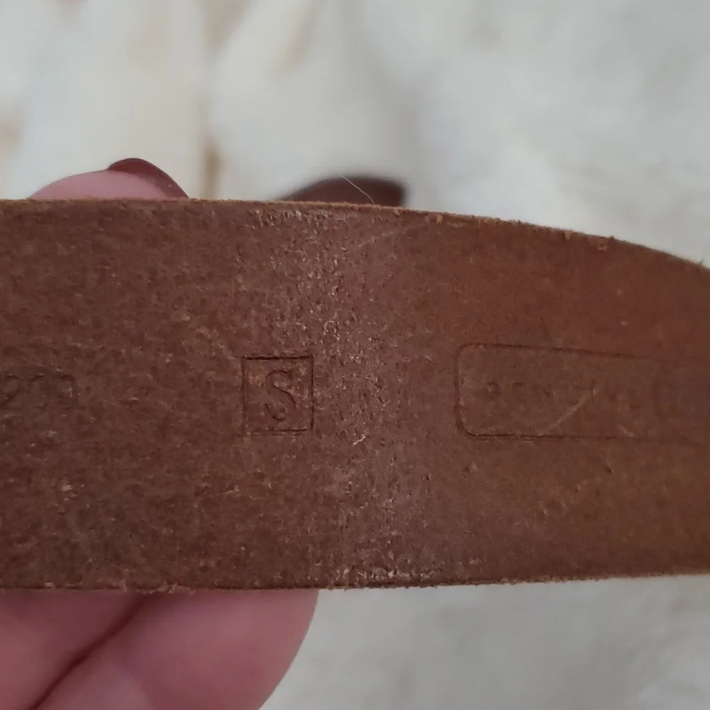 Fossil Jeweled Buckle Leather Embossed Leather Belt